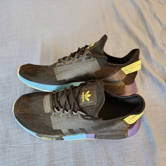 Adidas NMD R1 V2 Carbon Shock Yellow Black Blue max 1 ultraboost FX4147 Men 12 - Picture 1 of 6